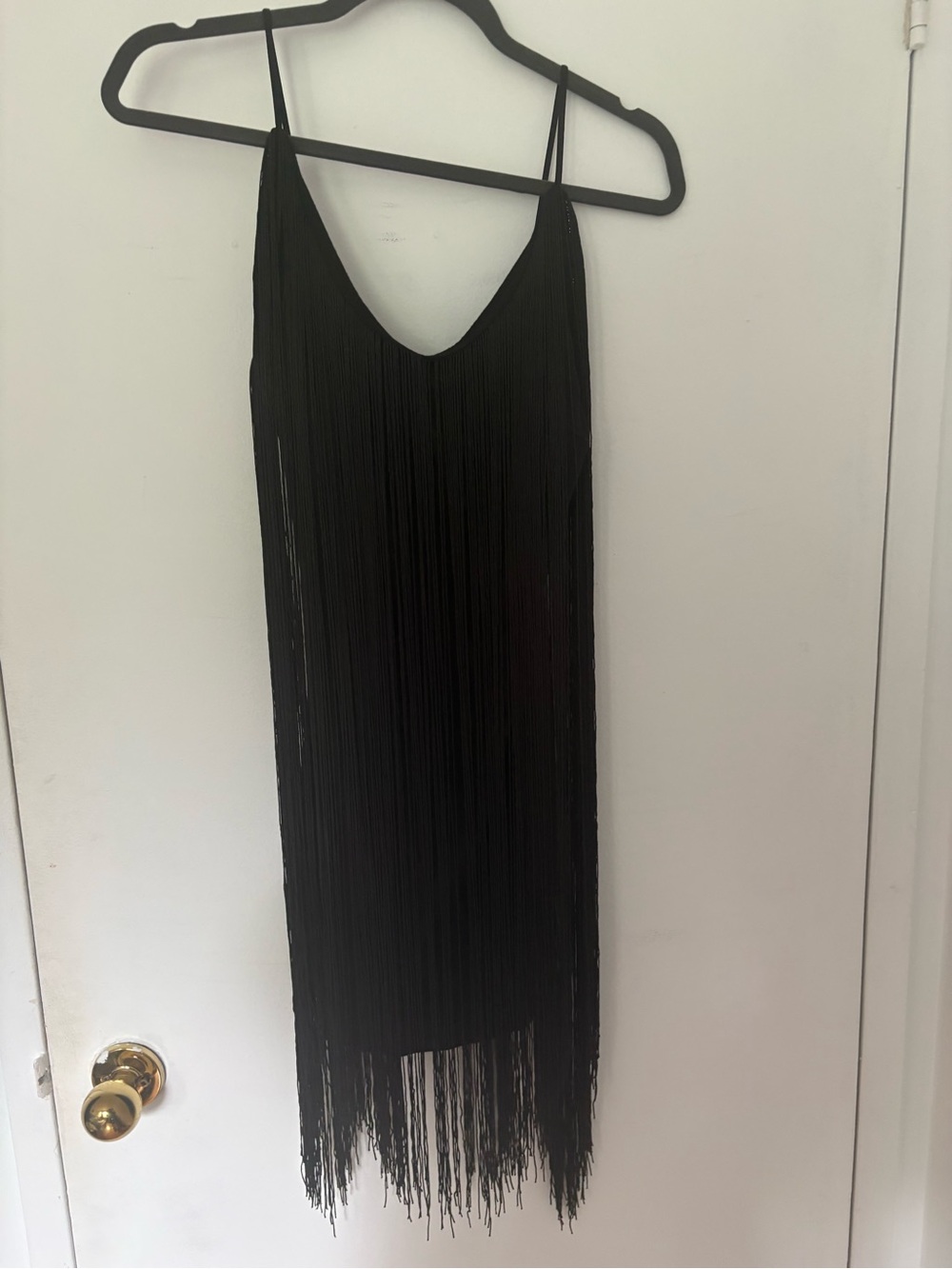 Black Fringe Slip Dress - Elegant Evening Dress
